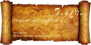 Thaler Árpád névjegykártya